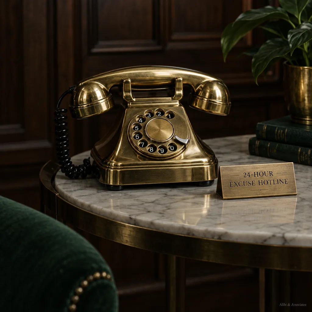 The 24-hour excuse hotline telephone