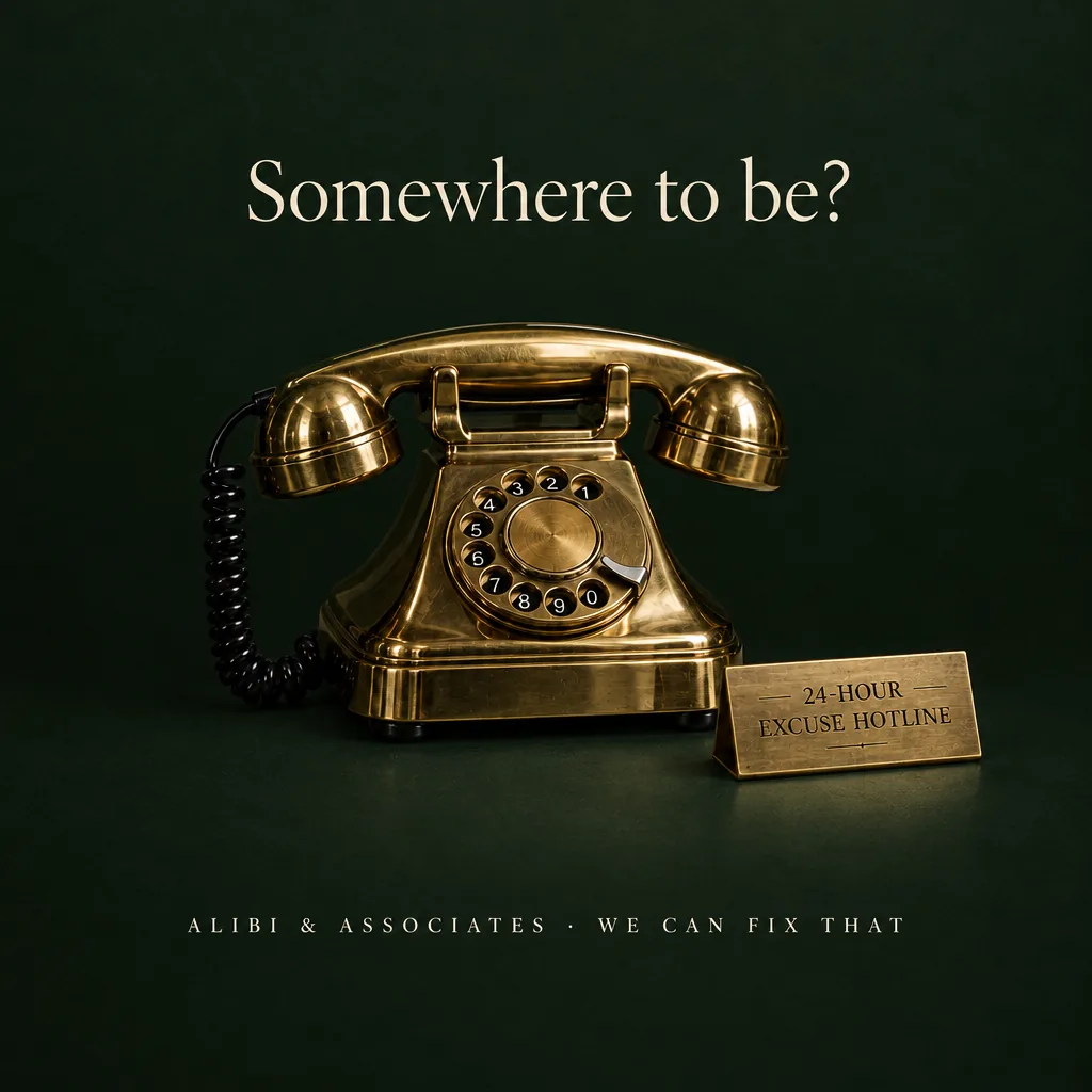 Square announcement: Somewhere to be? Alibi & Associates. We can fix that.