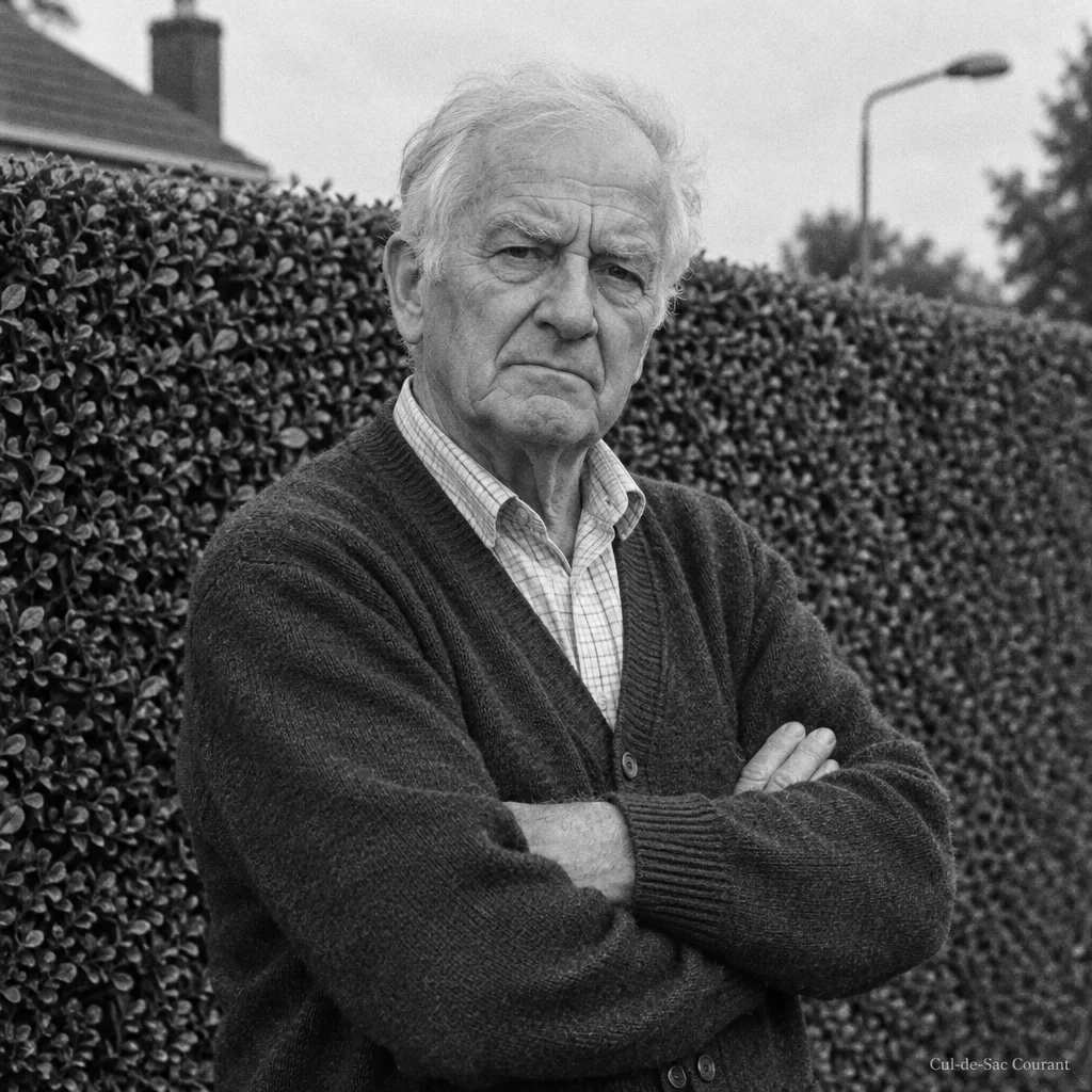 Dick Mabry in front of his hedge