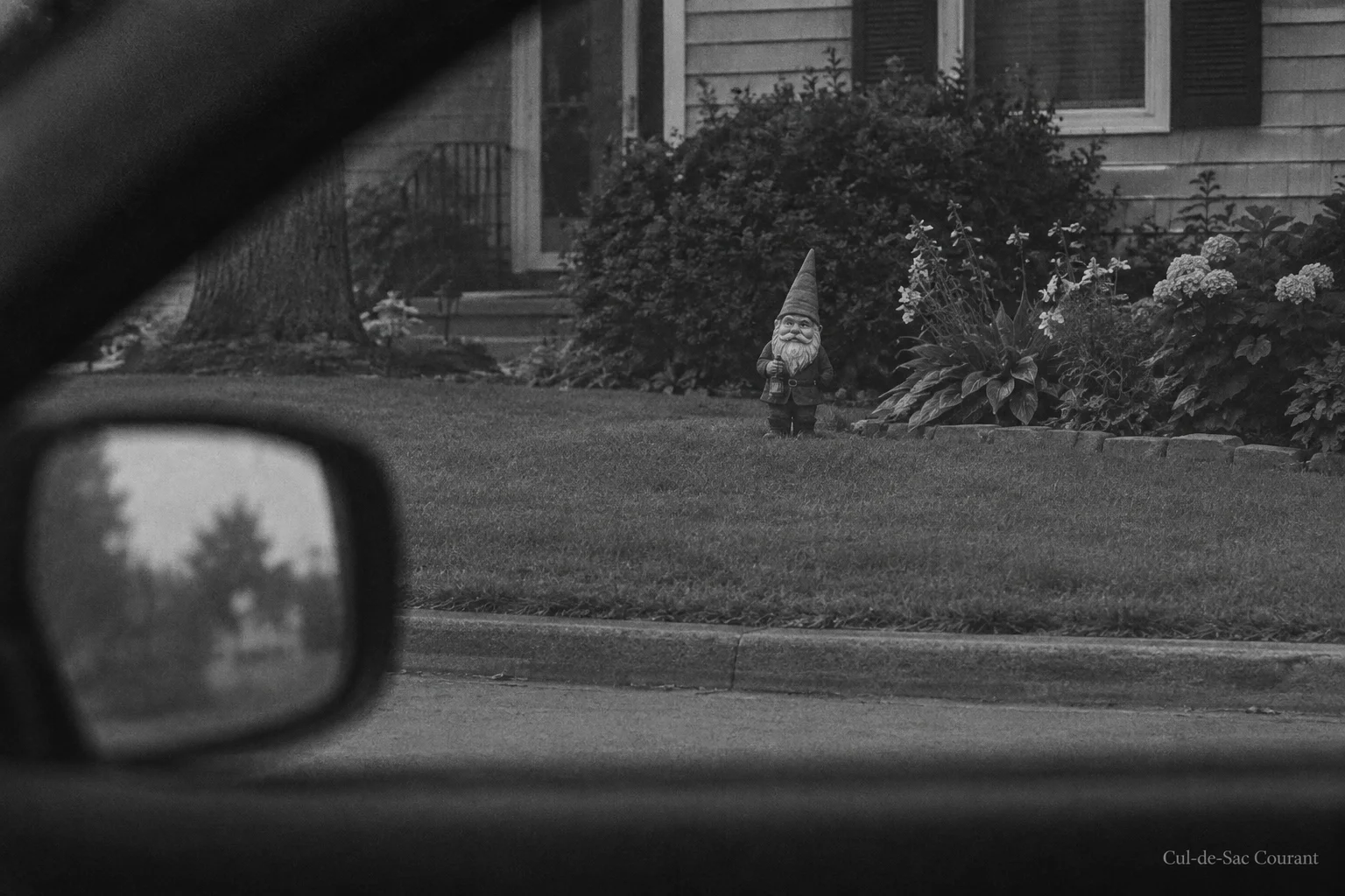 The Hendersons' garden gnome, Old Bert, photographed at dawn