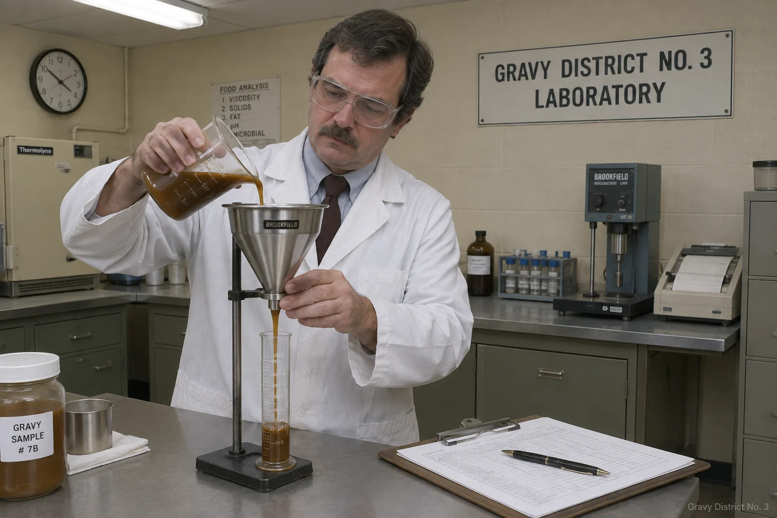 A technician runs a viscosity test in the District laboratory