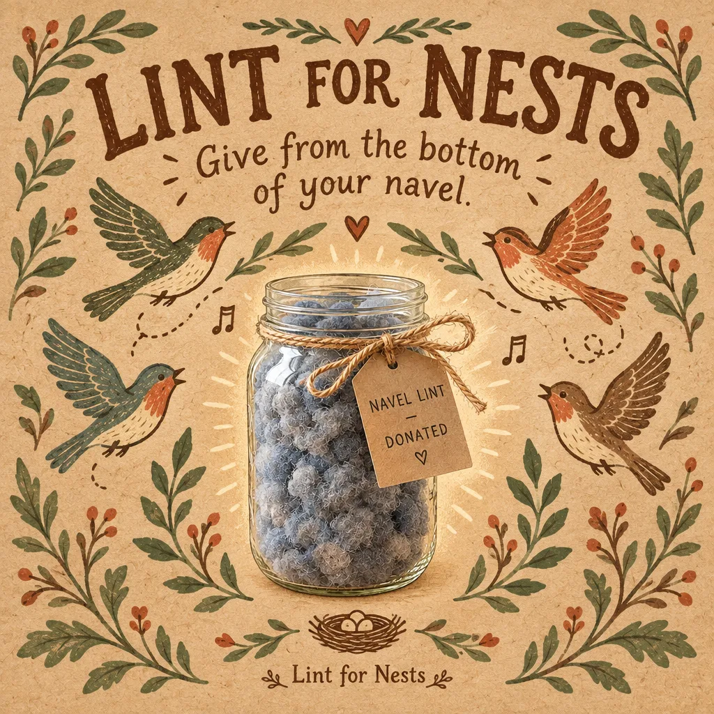 Lint for Nests poster: Give from the bottom of your navel