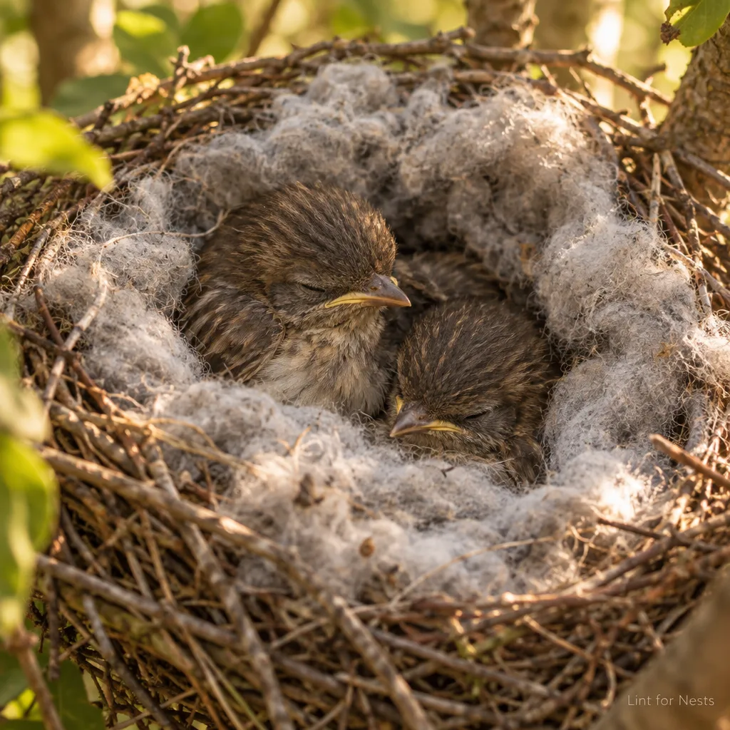 The same style of nest lined with soft donated lint, chicks inside