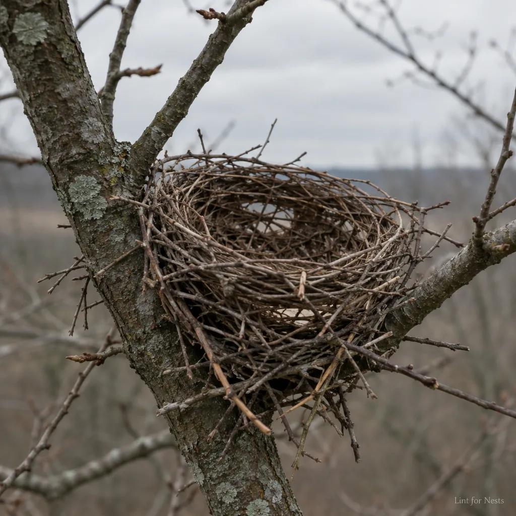 A bare, uninsulated nest of twigs