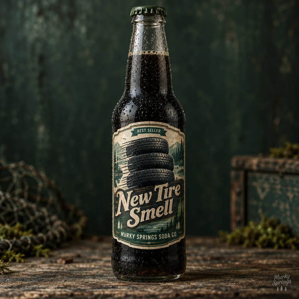 Bottle of New Tire Smell craft soda