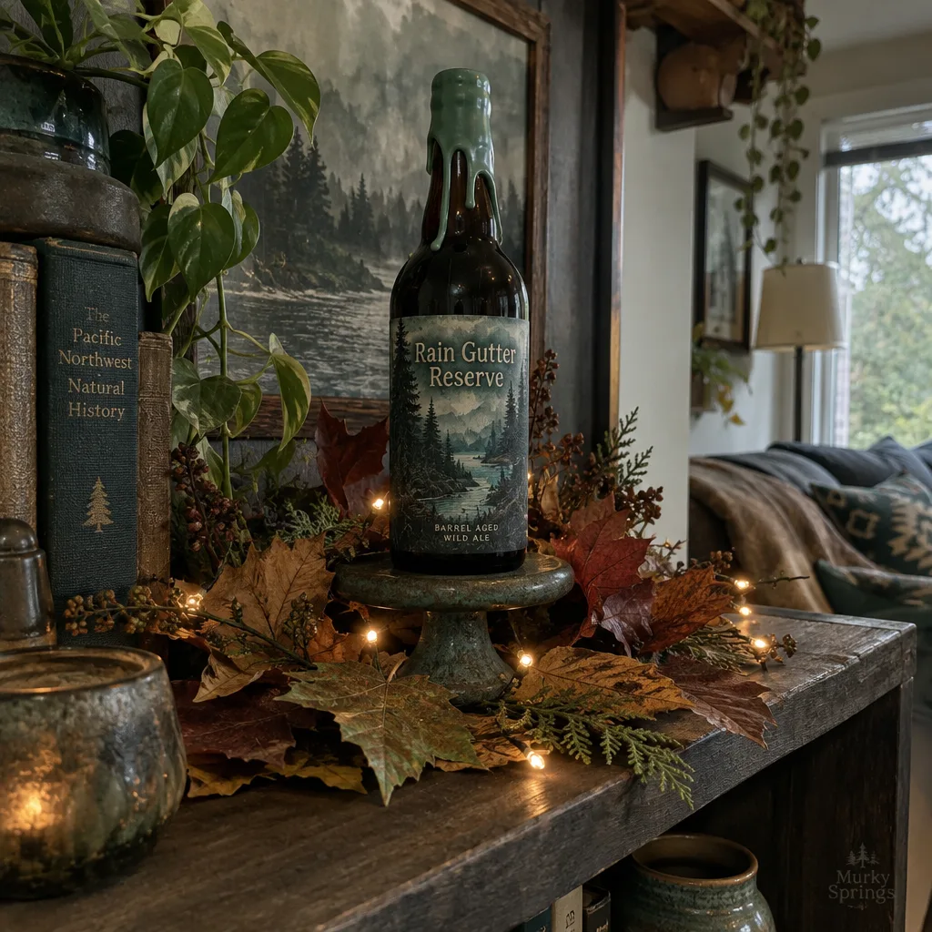 A shrine to a bottle of Rain Gutter Reserve