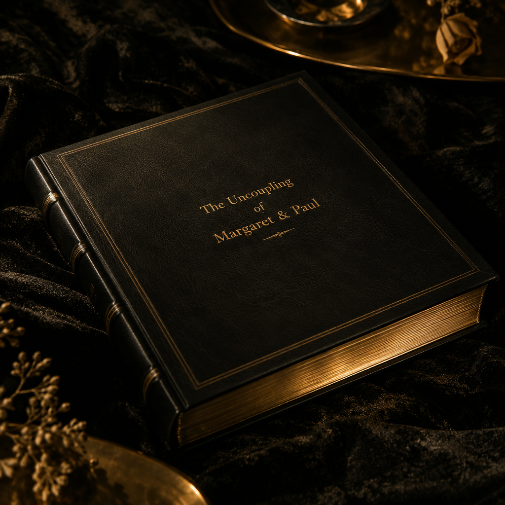A foil-stamped commemorative album bound in black leather