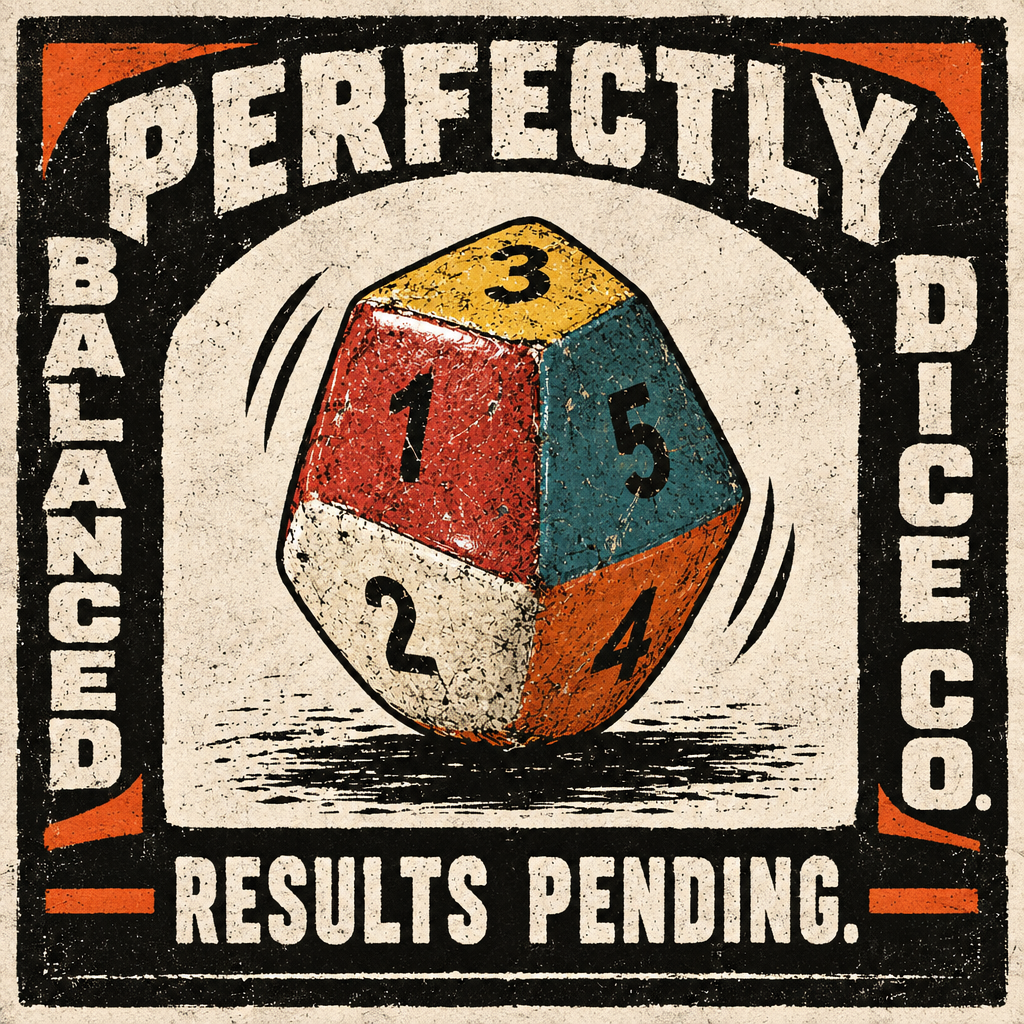 Perfectly Balanced Dice Co. square poster