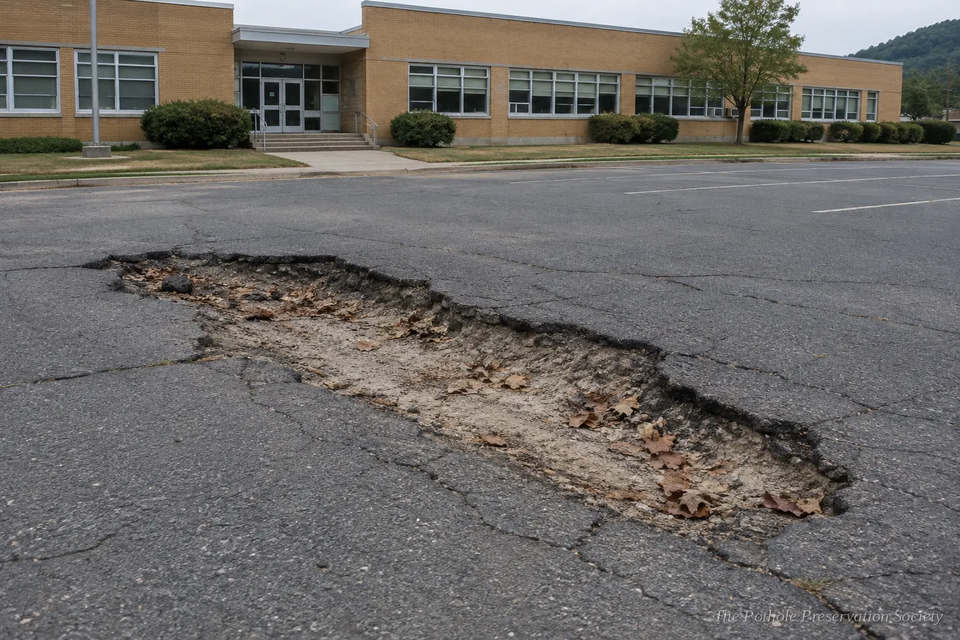 Lake Ontario, a dry pothole in a school parking lot, before restoration