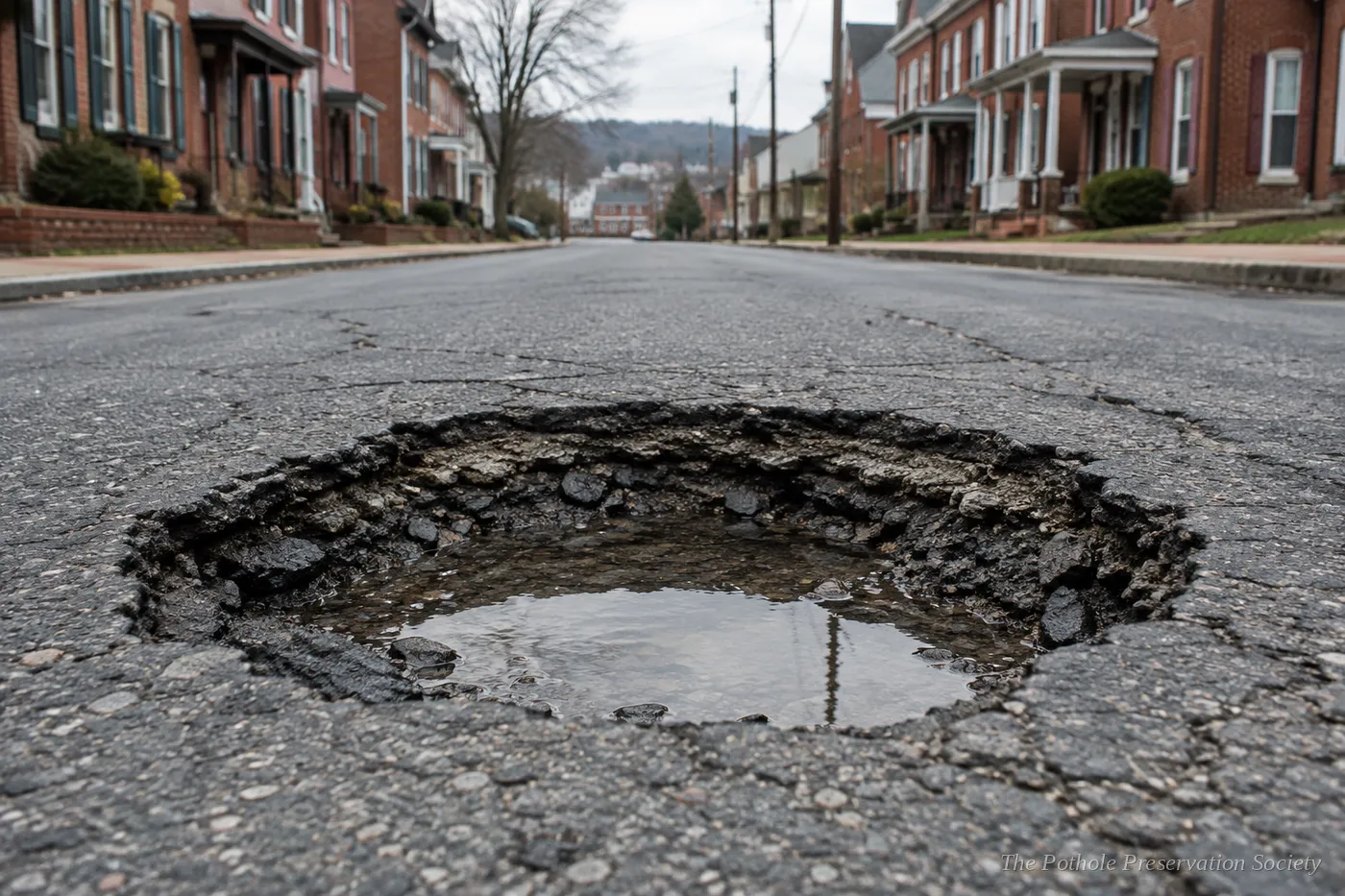 The Mulberry Street Crater, holding rainwater