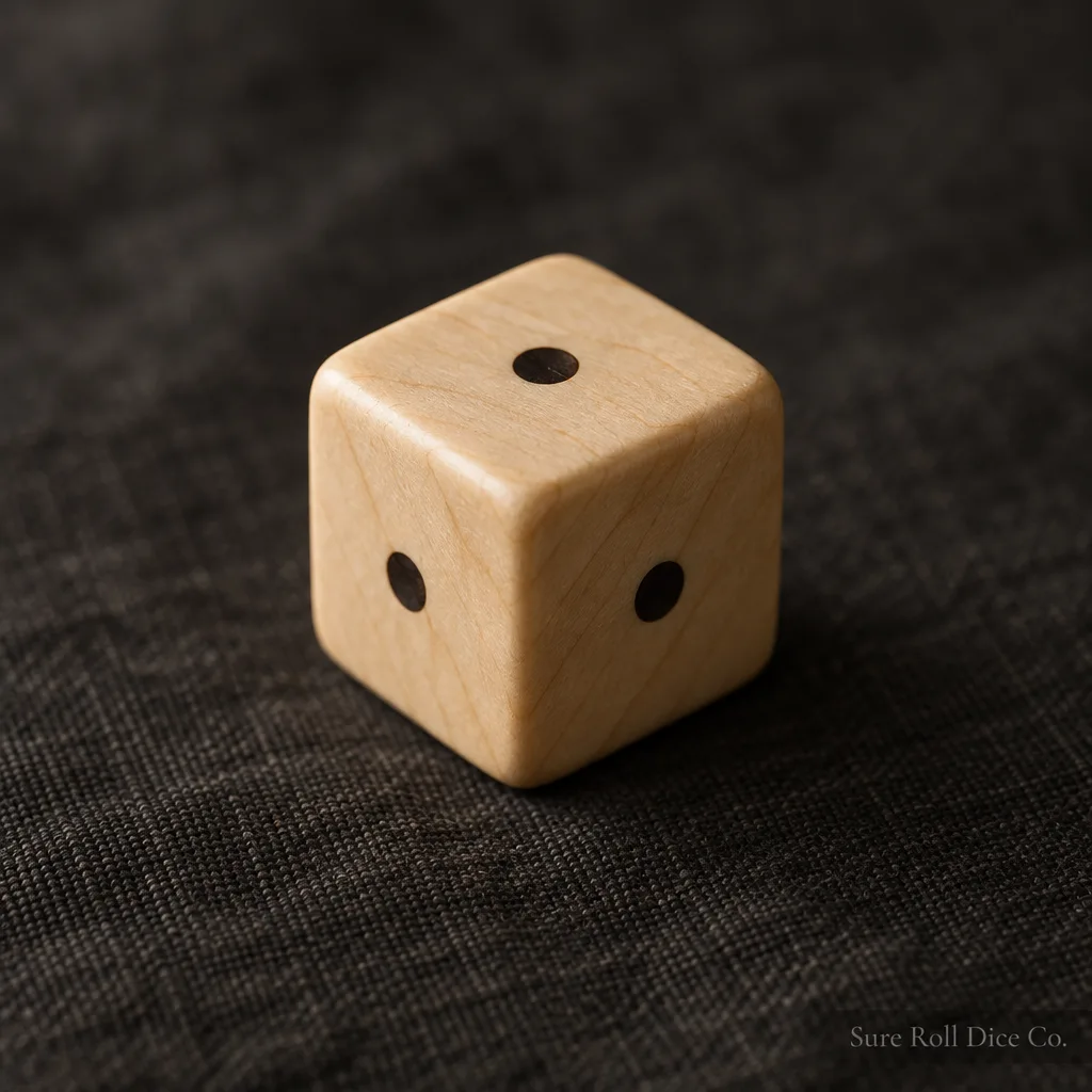 The Humble One, a pale maple die with a single pip on every face