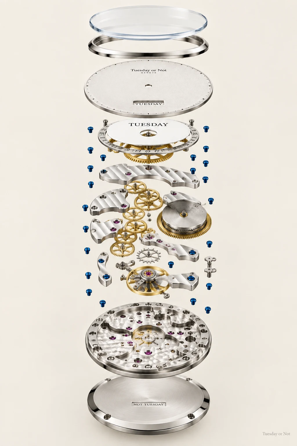 Exploded view of the 212 components of calibre TN-212.