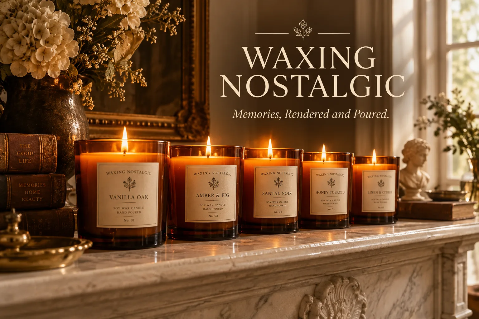 Waxing Nostalgic landscape banner: Memories, Rendered and Poured.